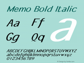 Memo Bold Italic Converted from c:\ttf\MEMO.BF1 by ALLTYPE Font Sample