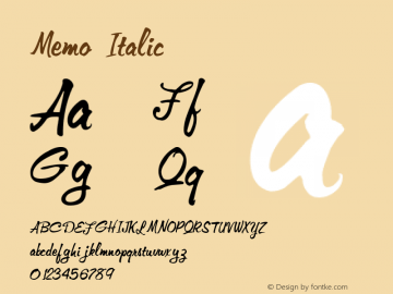 Memo Italic 1.0/1995: 2.0/2001 Font Sample