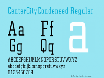 CenterCityCondensed Regular Rev. 003.000 Font Sample