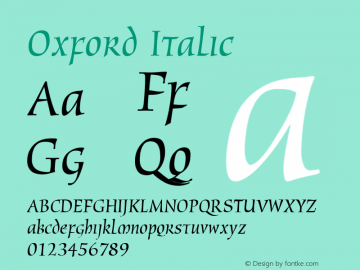 Oxford Italic V.1.0 Font Sample
