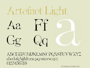 Artefact Light Macromedia Fontographer 4.1.3 7/12/99 Font Sample