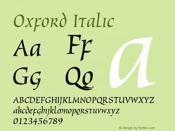 Oxford Italic OTF 1.0;PS 001.001;Core 1.0.22 Font Sample