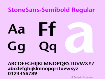 StoneSans-Semibold Regular Altsys Metamorphosis:5/3/93 Font Sample