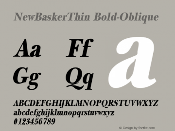 NewBaskerThin Bold-Oblique 1.0 Tue Sep 20 17:21:35 1994 Font Sample