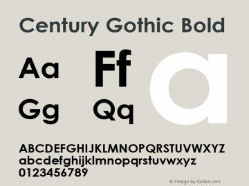 Century Gothic Bold Version 1.50 Font Sample
