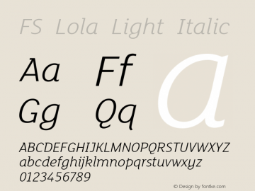 FS Lola Light Italic 1.0; pdf-x uazero;图片样张