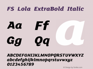 FS Lola ExtraBold Italic 1.0; pdf-x uazero;图片样张