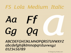 FS Lola Medium Italic 1.0; pdf-x uazero; Font Sample