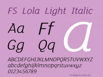 FS Lola Light Italic 1.0; pdf-x uazero;图片样张