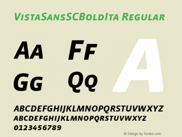 VistaSansSCBoldIta Regular Version 4.0; release Font Sample