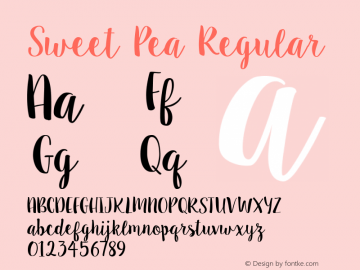 Sweet Pea Regular Version 1.0 Font Sample