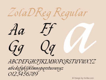 ZolaDReg Regular Version 1.05 Font Sample