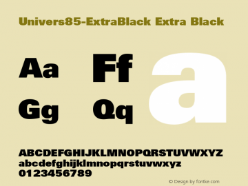 Univers85-ExtraBlack Extra Black Version 1.00 Font Sample