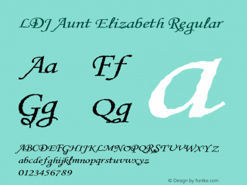 LDJ Aunt Elizabeth Regular 10/29/2003 Font Sample