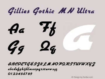 Gillies Gothic MN Ultra Version 001.003 Font Sample