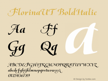 FlorinaUT BoldItalic Macromedia Fontographer 4.1.4 10/29/99图片样张