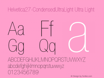 Helvetica27-CondensedUltraLight Ultra Light Version 1.00图片样张