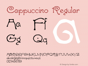 Cappuccino Regular Altsys Fontographer 3.5  10/27/95 Font Sample