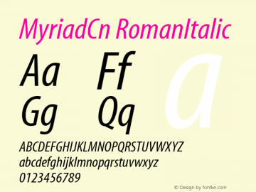 MyriadCn RomanItalic Version 1.00图片样张