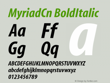 MyriadCn BoldItalic Version 1.00 Font Sample