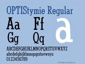 OPTIStymie Regular Version 001.000 Font Sample