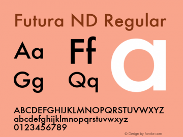 Futura ND Regular Version 1.11;com.myfonts.easy.neufville.futura-nd.medium.wfkit2.version.QrT Font Sample
