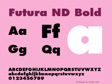 Futura ND Bold Version 1.00;com.myfonts.easy.neufville.futura-nd.extra-bold.wfkit2.version.Qs1 Font Sample