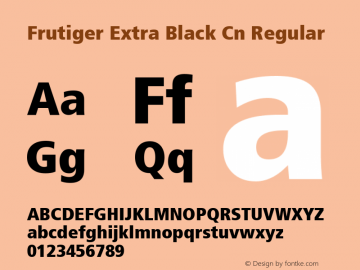 Frutiger Extra Black Cn Regular Macromedia Fontographer 4.1 21/3/99 Font Sample