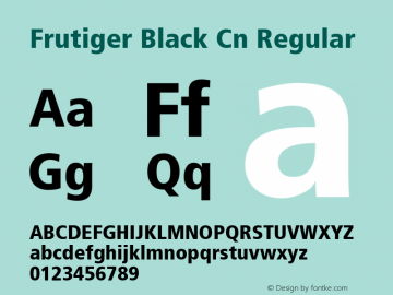 Frutiger Black Cn Regular Macromedia Fontographer 4.1 21/3/99 Font Sample