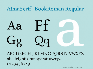 AtmaSerif-BookRoman Regular 004.301 Font Sample