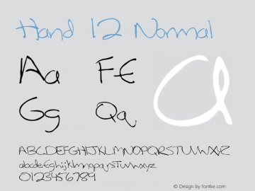 Hand 12 Normal 1.0 Tue Apr 26 11:41:31 1994 Font Sample