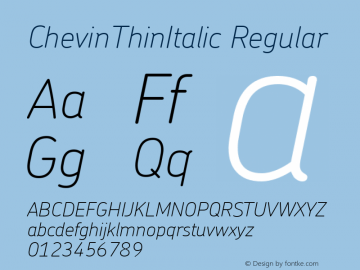 ChevinThinItalic Regular 001.000 Font Sample