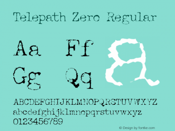 Telepath Zero Regular Version 1.0; 2000; initial release图片样张