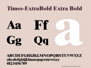 Times-ExtraBold Extra Bold Version 1.00 Font Sample