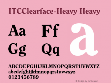 ITCClearface-Heavy Heavy Version 1.00 Font Sample