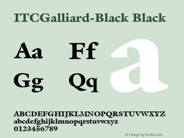 ITCGalliard-Black Black Version 1.00 Font Sample