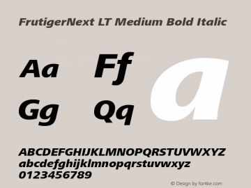 FrutigerNext LT Medium Bold Italic Version 2 Font Sample