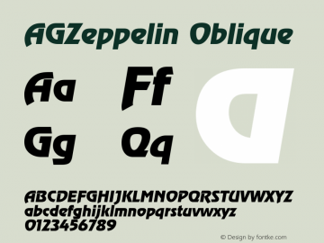 AGZeppelin Oblique 1.0 Wed Mar 08 20:35:52 1995 Font Sample