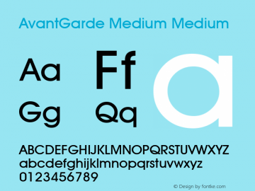 AvantGarde Medium Medium mfgpctt-v1.53 Friday, January 29, 1993 11:41:07 am (EST)图片样张