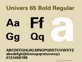 Univers 65 Bold Regular 1.0 Font Sample
