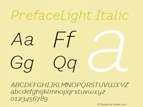 PrefaceLight Italic Macromedia Fontographer 4.1.3 5/21/03图片样张