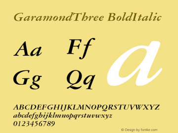 GaramondThree BoldItalic Version 1.00图片样张