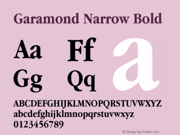 Garamond Narrow Bold 001.022 Font Sample