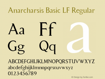 Anarcharsis Basic LF Regular Macromedia Fontographer 4.1.5 11/6/2002 Font Sample