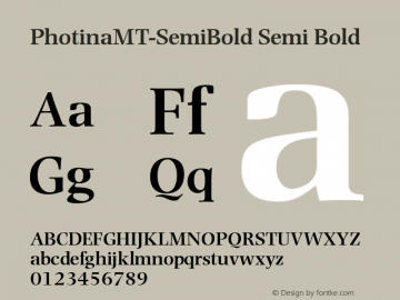 PhotinaMT-SemiBold Semi Bold Version 1.00 Font Sample