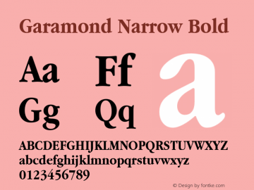 Garamond Narrow Bold 001.022 Font Sample