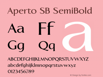 Aperto SB SemiBold Macromedia Fontographer 4.1.4 6/2/02 Font Sample