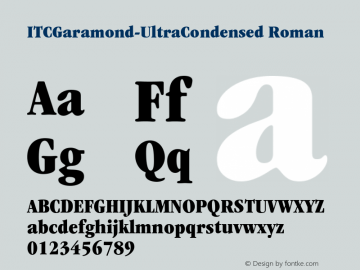 ITCGaramond-UltraCondensed Roman Version 1.00 Font Sample