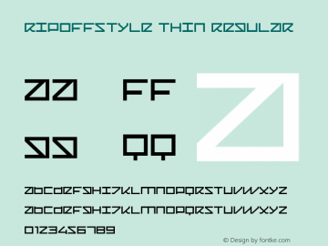 RipoffSTYLE Thin Regular Macromedia Fontographer 4.1.5 01-04-17 Font Sample