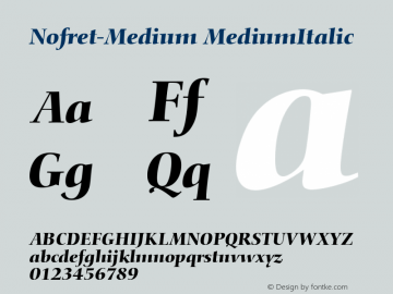 Nofret-Medium MediumItalic Version 1.00 Font Sample